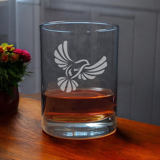Dove 13oz Whisky Glass - design 2 - Copyright Hues in Glass