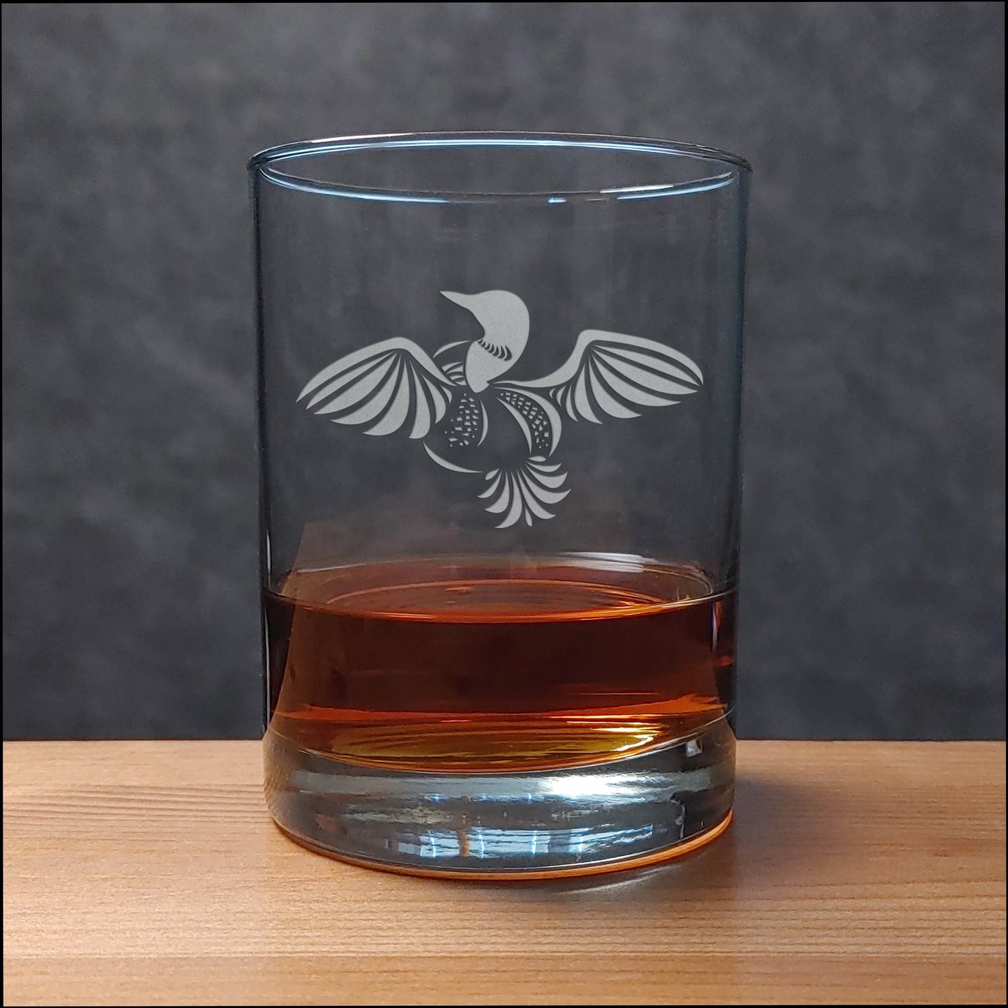 Loon 13oz Etched Whiskey Glass - Landing Loon -  Bird Lovers Engraved Personalized Gift