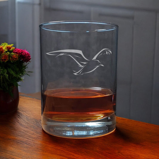 Seagull  13oz Whisky Glass - design 2 - Copyright Hues in Glass