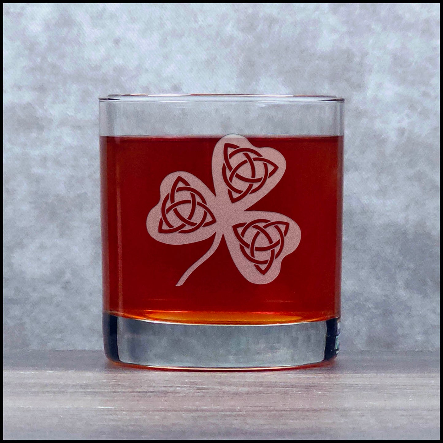 Celtic Shamrock Whisky Glass - Copyright Hues in Glass