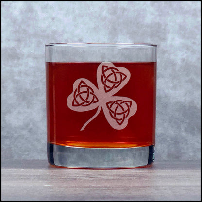 Celtic Shamrock Whisky Glass - Copyright Hues in Glass