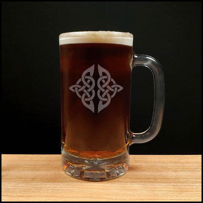 Celtic Knot 16oz Engraved Beer Mug – Custom Etched Glass Pint for Beer Lovers