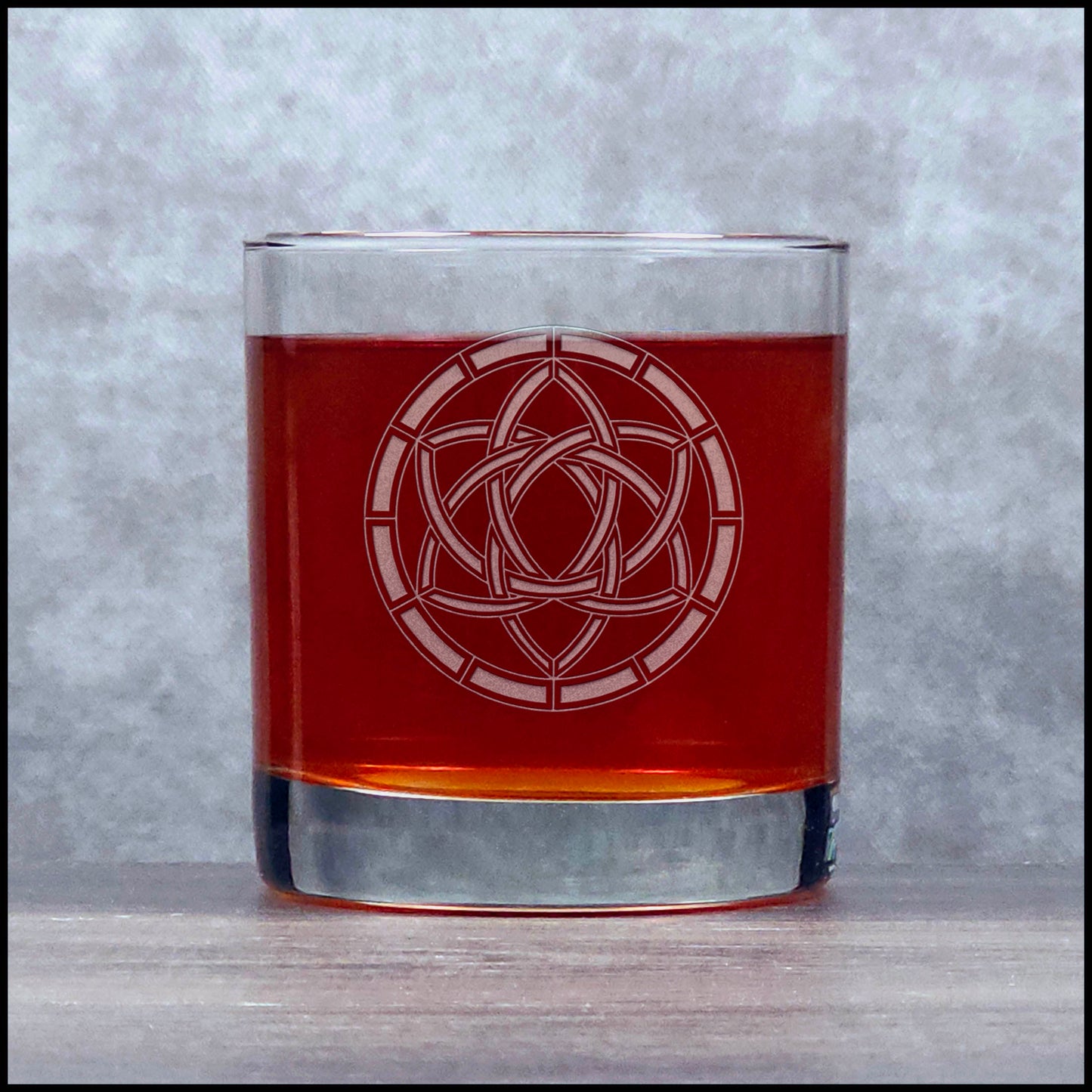 Celtic Etched 11oz Whiskey Glass - Double Triquetra - Celtic Knot Glass - Personalized glass