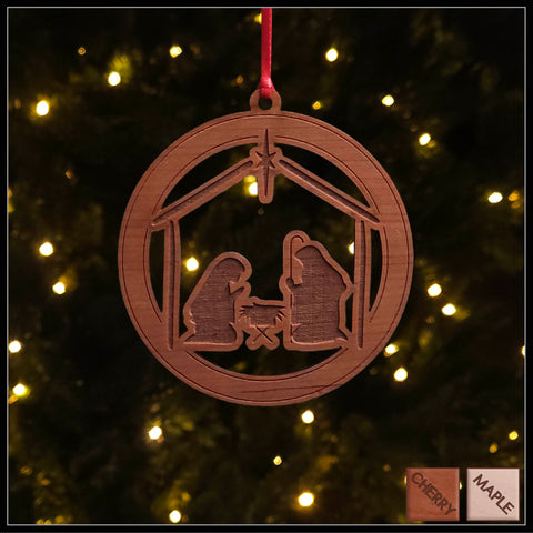 Cherry - Nativity Scene Christmas tree ornament - Holiday Decor - Copyright Hues in Glass