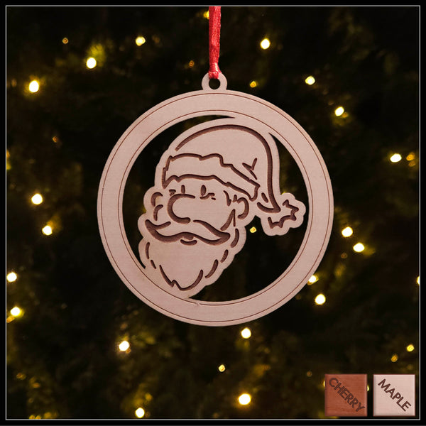 Maple -Santa Christmas tree ornament - Holiday Decor - Copyright Hues in Glass