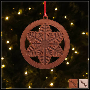 Cherry - Snowflake Christmas tree ornament - Holiday Decor - Copyright Hues in Glass