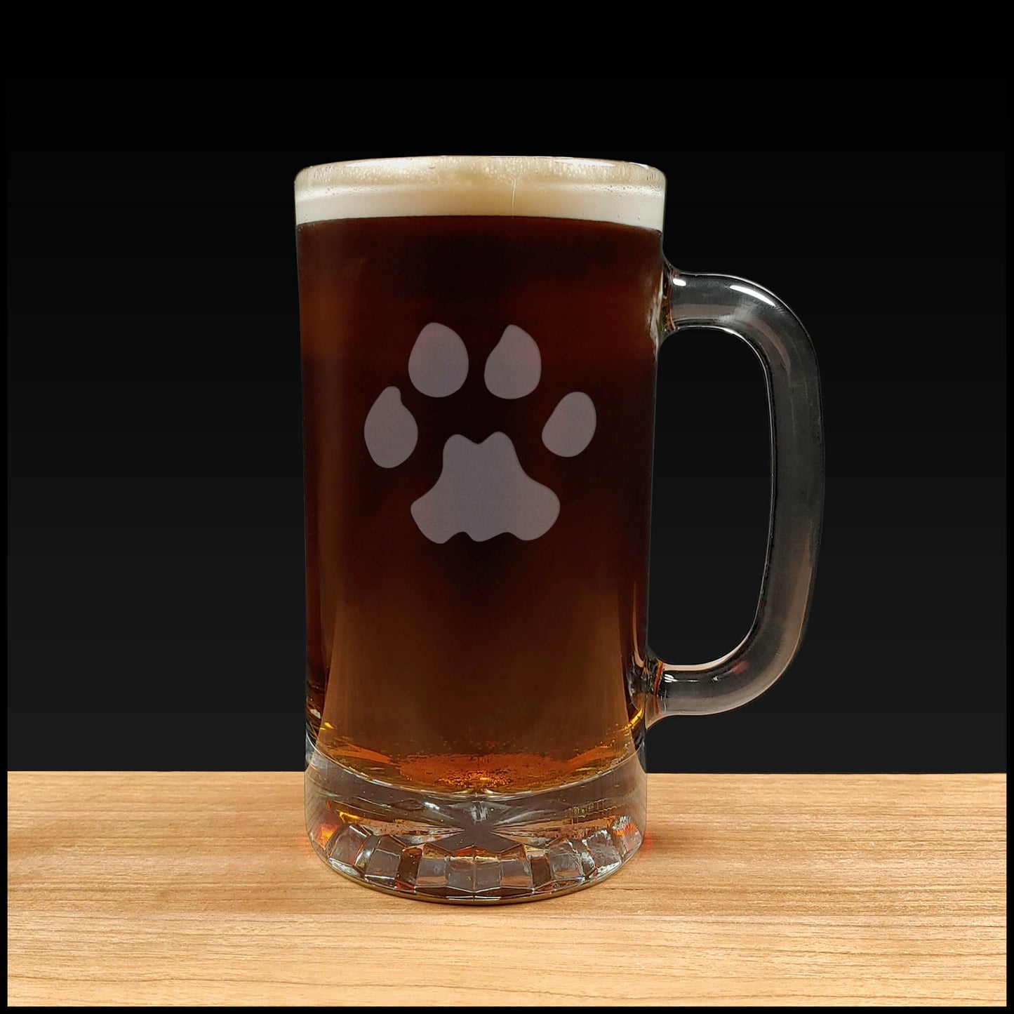 Cougar Track 16oz Beer Mug - Sand Etched Pint Stein