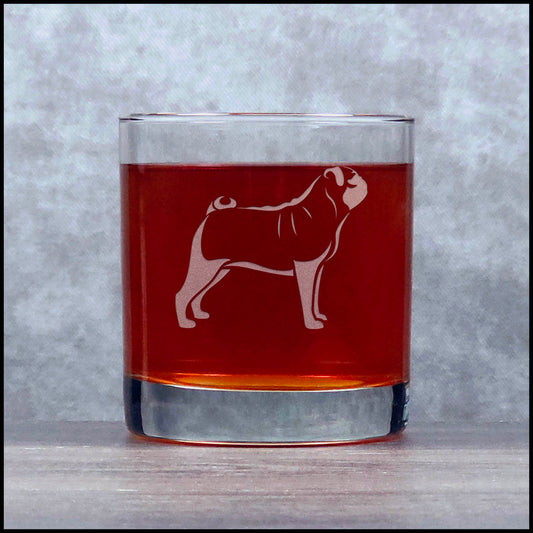 Pug Face Whiskey Glass Personalized 11oz Engraved Rocks Glass for Bourbon, Scotch and Cocktails (Copy)