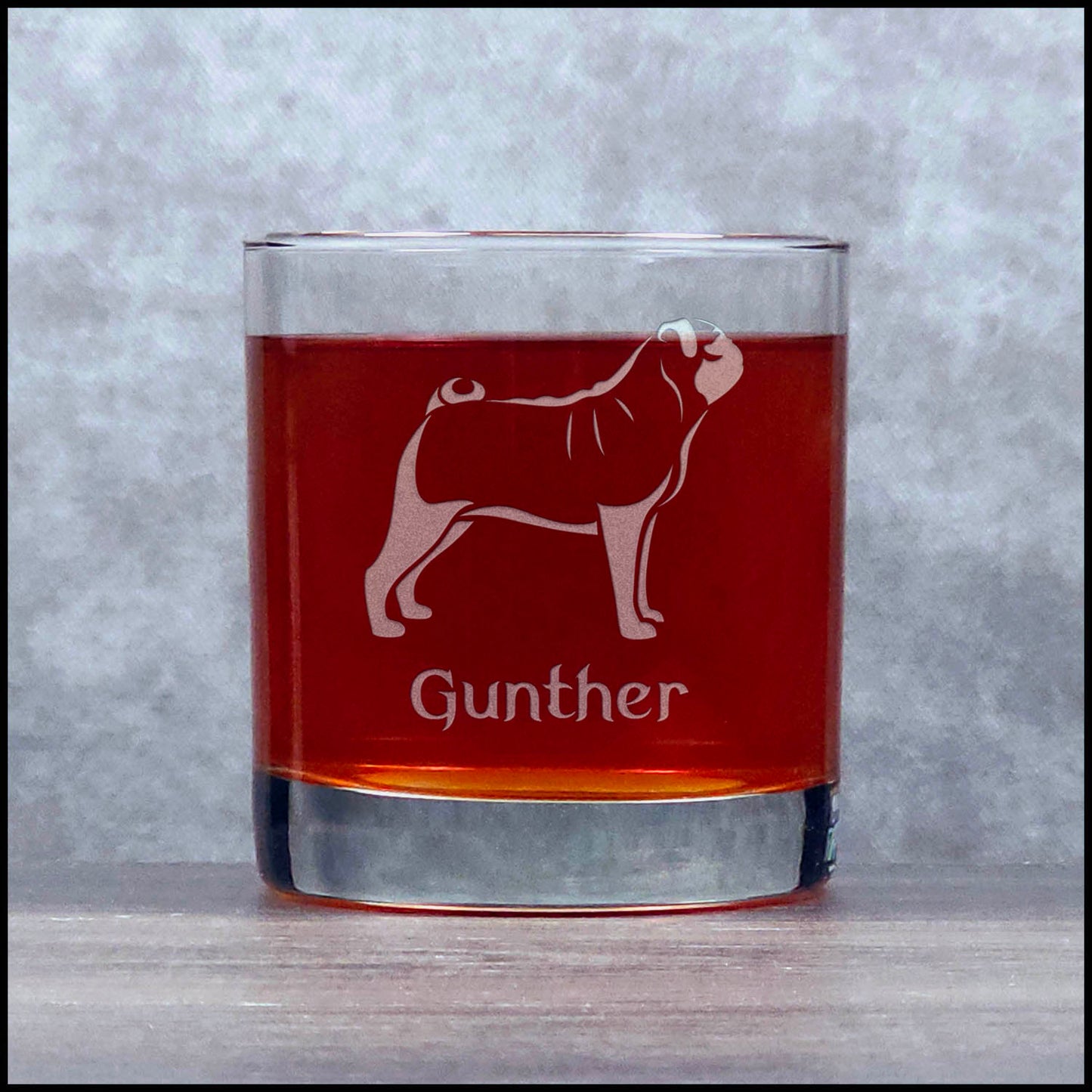 Pug Face Whiskey Glass Personalized 11oz Engraved Rocks Glass for Bourbon, Scotch and Cocktails (Copy)