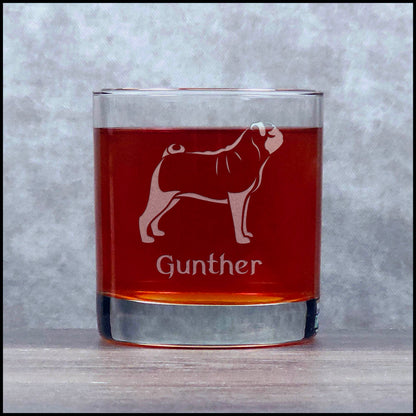 Pug Face Whiskey Glass Personalized 11oz Engraved Rocks Glass for Bourbon, Scotch and Cocktails (Copy)