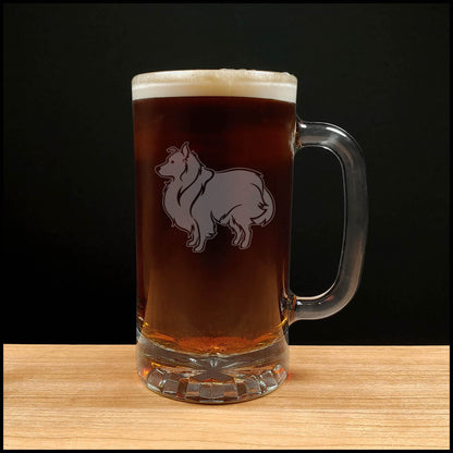 Sheltie 16oz Etched Beer Mug – Deep Etched Dog Beer Glass for Dog Lovers