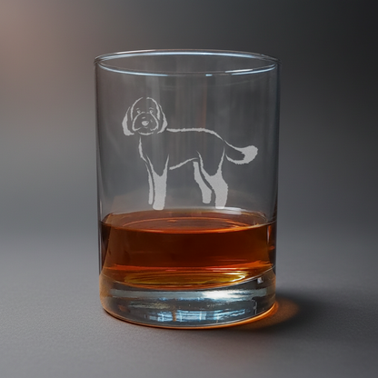 Australian Labradoodle Dog 13oz Engraved Whiskey Glass - Personalized Gift for Dog Lovers