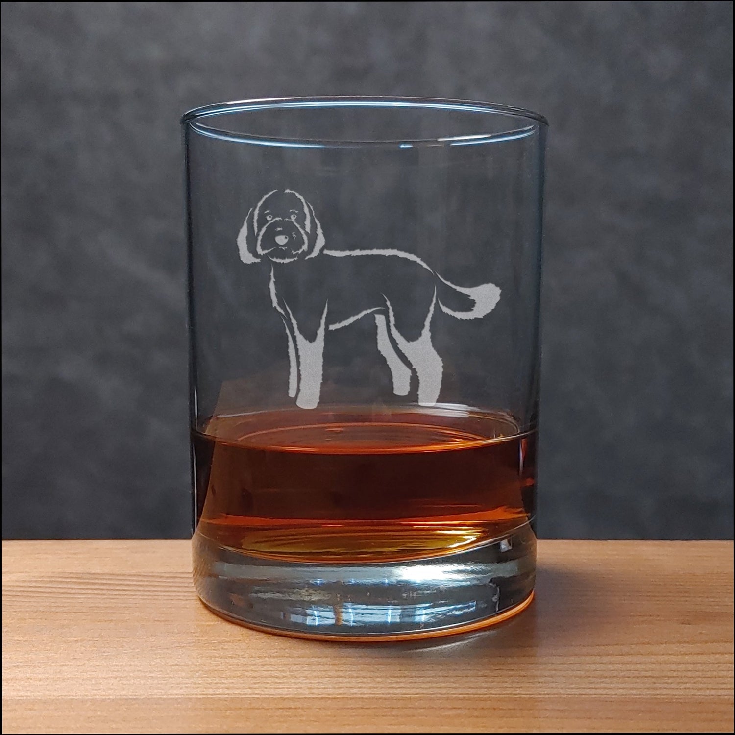 Labradoodle 13 oz Whisky Glass - Copyright Hues in Glass