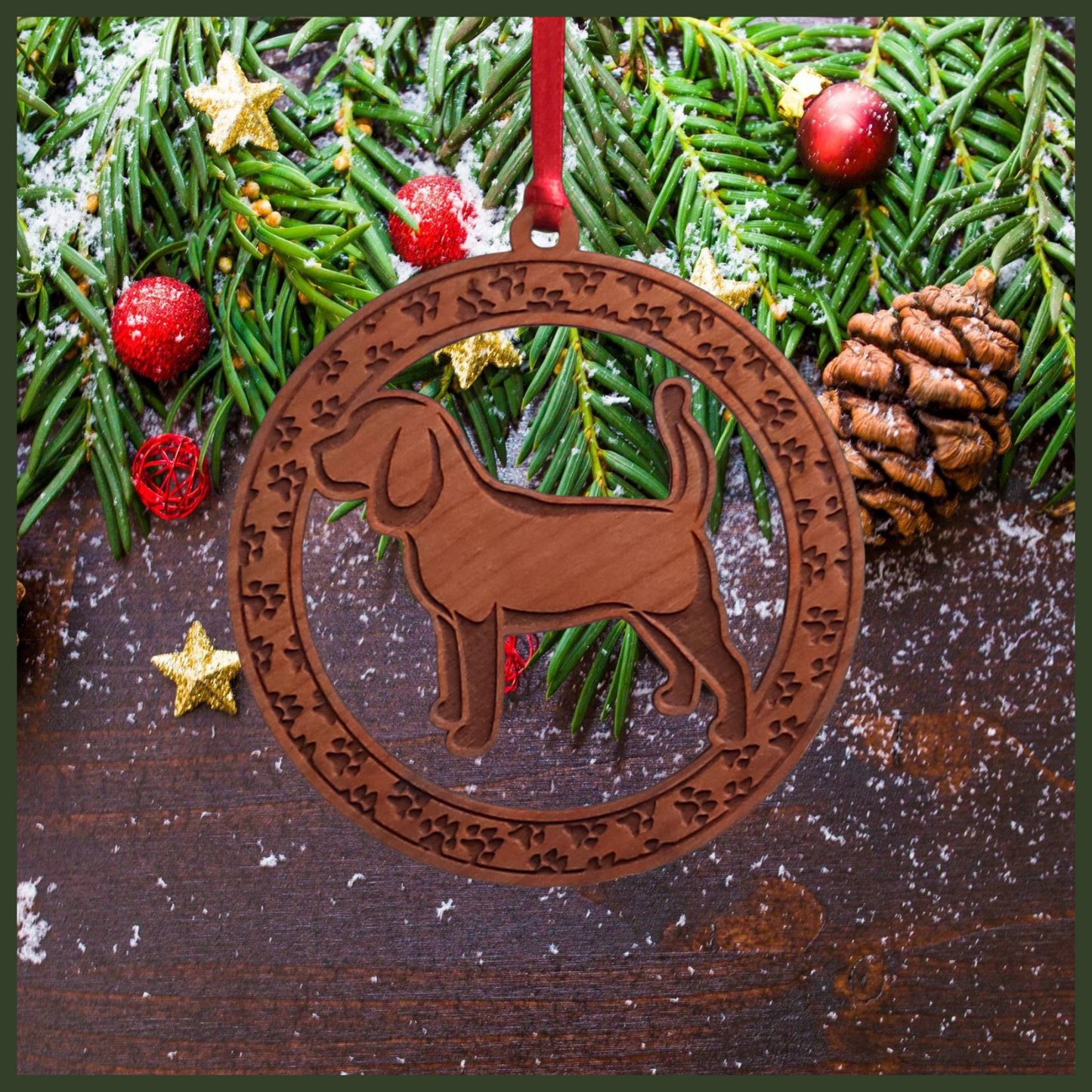 Beagle Dog Round Ornament with Personalization option available
