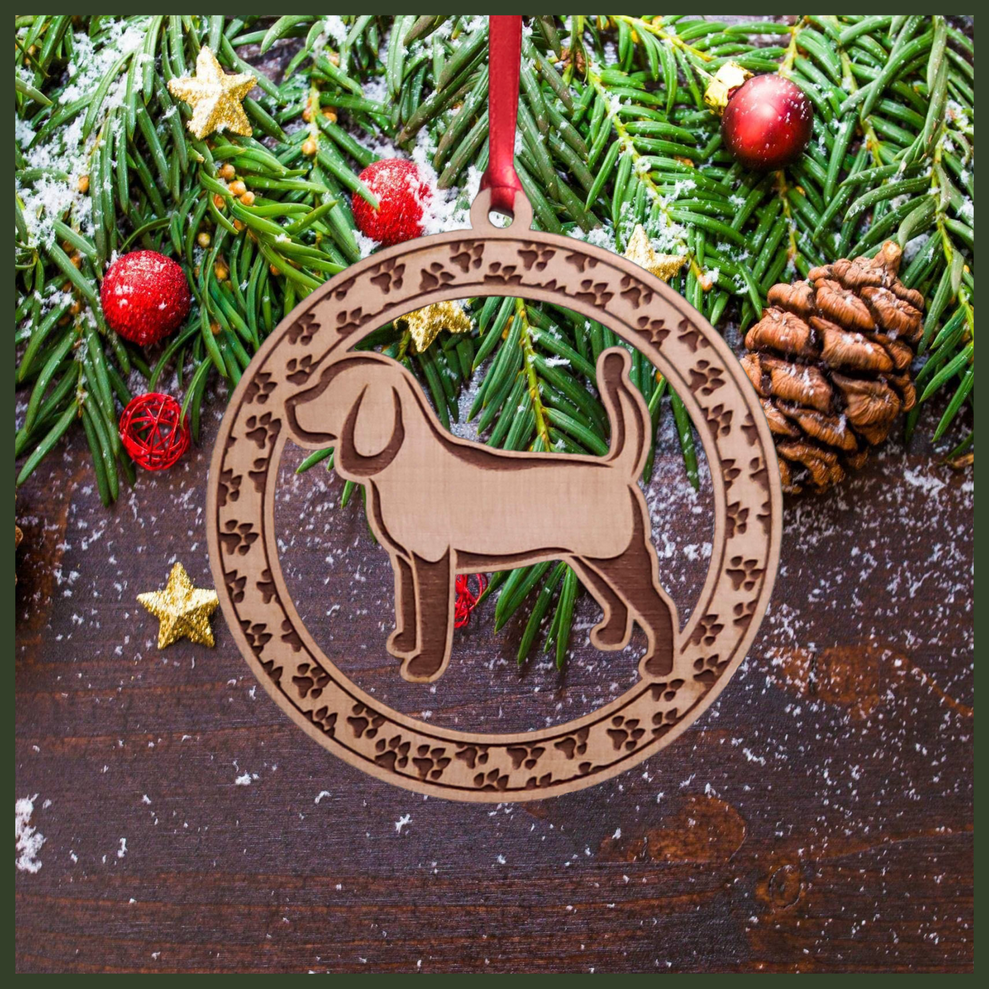 Beagle Dog Round Ornament with Personalization option available