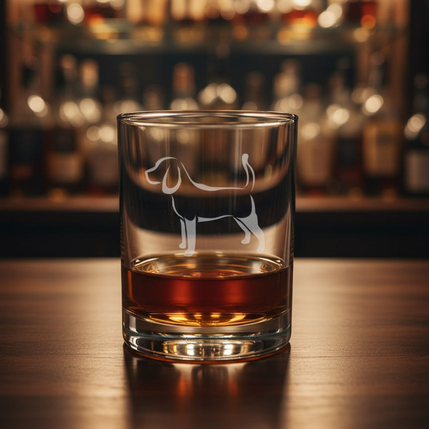 Beagle Dog 13oz Engraved Whiskey Glass -  Personalized Gift for Dog Lovers