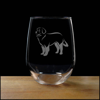 Bernese Mountain Dog 17oz Stemless Wine Glass – Sand Etched Dog Lover Wine Glass