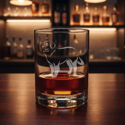 Bernese Mountain Dog 13oz Engraved Whiskey Glass - Design 2 - Personalized Gift for Dog Lovers