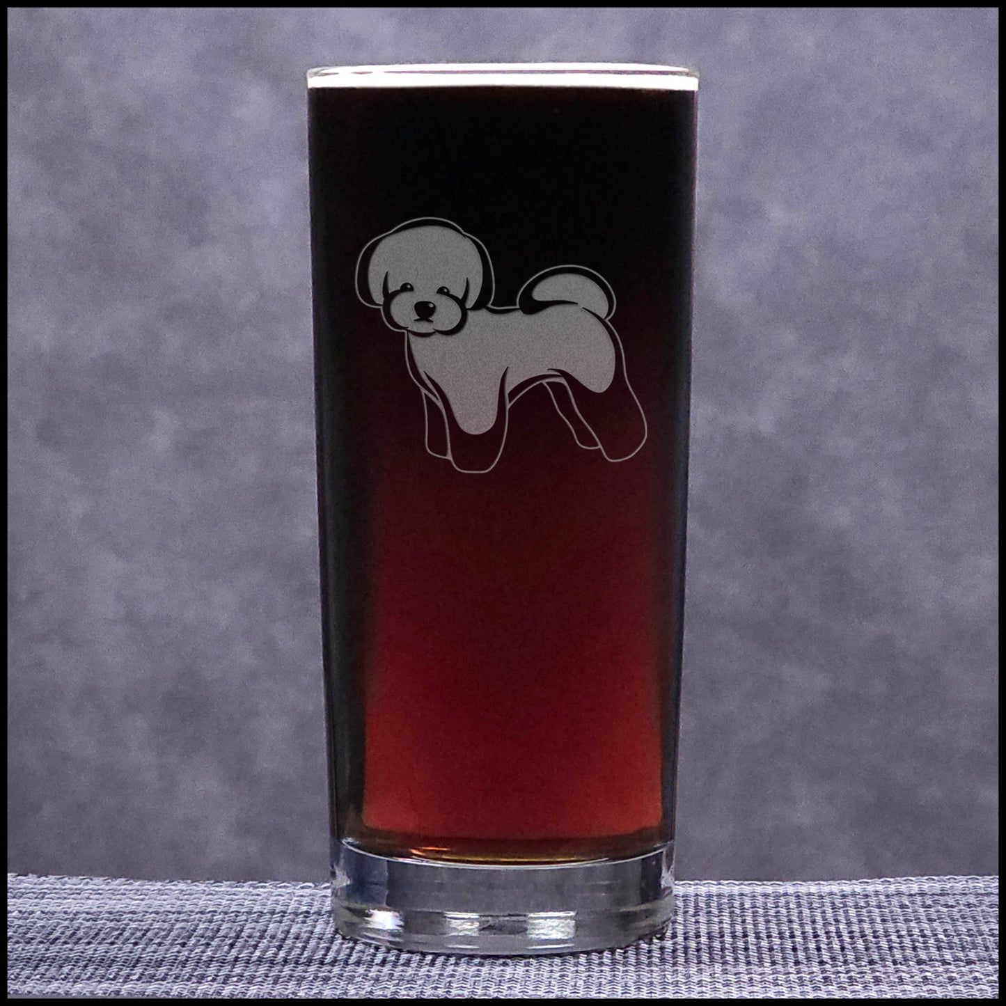 Bichon Frise Dog Cooler Glass – Engraved Drinking Glass for Water, Cocktails, Beer & Everyday Use