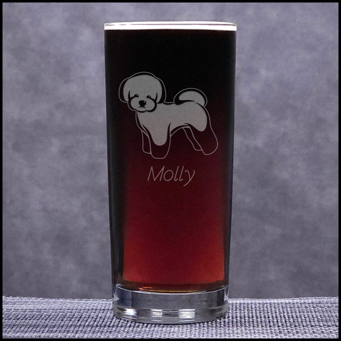Bichon Frise Dog Cooler Glass – Engraved Drinking Glass for Water, Cocktails, Beer & Everyday Use