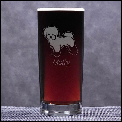 Bichon Frise Dog Cooler Glass – Engraved Drinking Glass for Water, Cocktails, Beer & Everyday Use