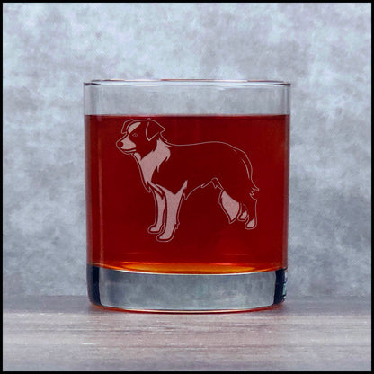 Border Collie Etched 11oz Whiskey Glass – Engraved Dog Lover Rocks Glass for Scotch, Bourbon & Gifts