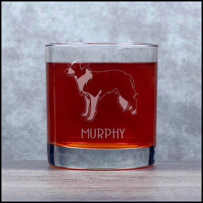 Border Collie Etched 11oz Whiskey Glass – Engraved Dog Lover Rocks Glass for Scotch, Bourbon & Gifts