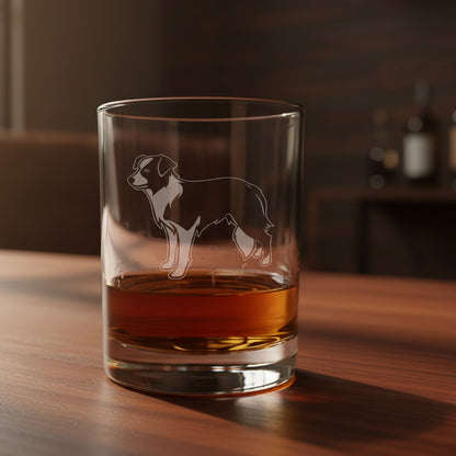 Border Collie Dog 13oz Engraved Whiskey Glass Personalized Gift for Dog Lovers