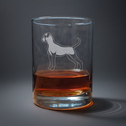 Long Tailed Boxer Dog 13oz Engraved Whiskey Glass Personalized Gift for Dog Lovers