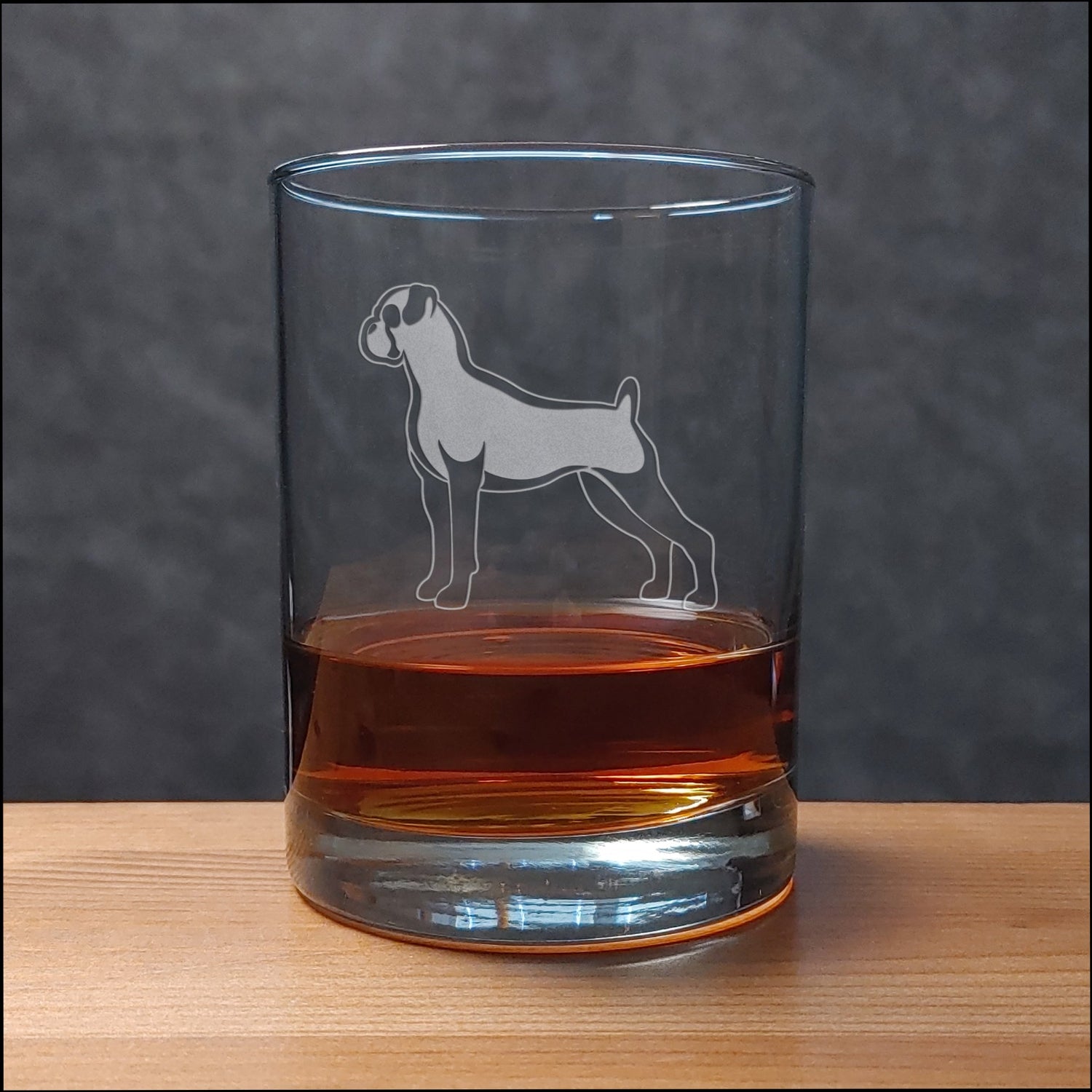 Boxer Dog   13 oz Whisky Glass - Copyright Hues in Glass