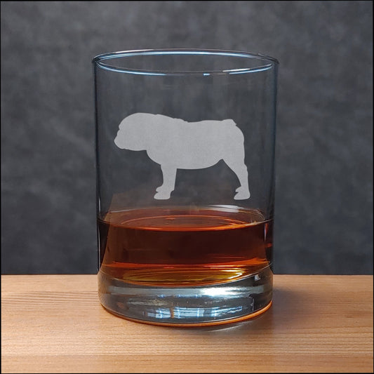 Bulldog Sihouette  13 oz Whisky Glass - Copyright Hues in Glass