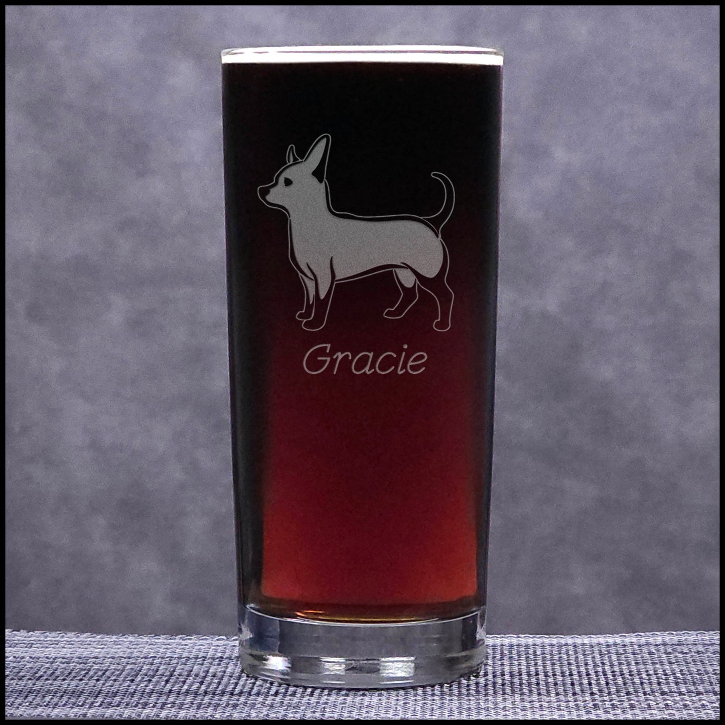 Chihuahua Cooler Glass – Personalized Engraved Dog Glass – 15oz Water & Cocktail Tumbler