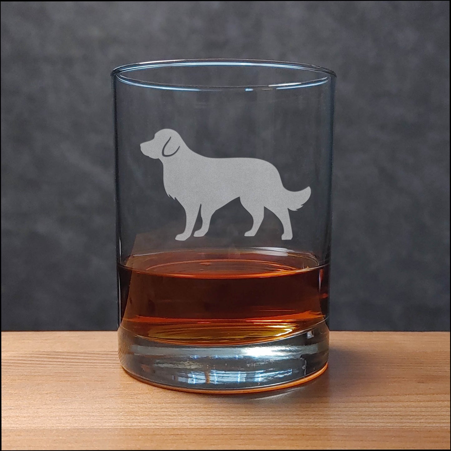 13oz Etched Whiskey Glass with Golden Retriever - Dog Lover Bourbon & Scotch Glass Gift