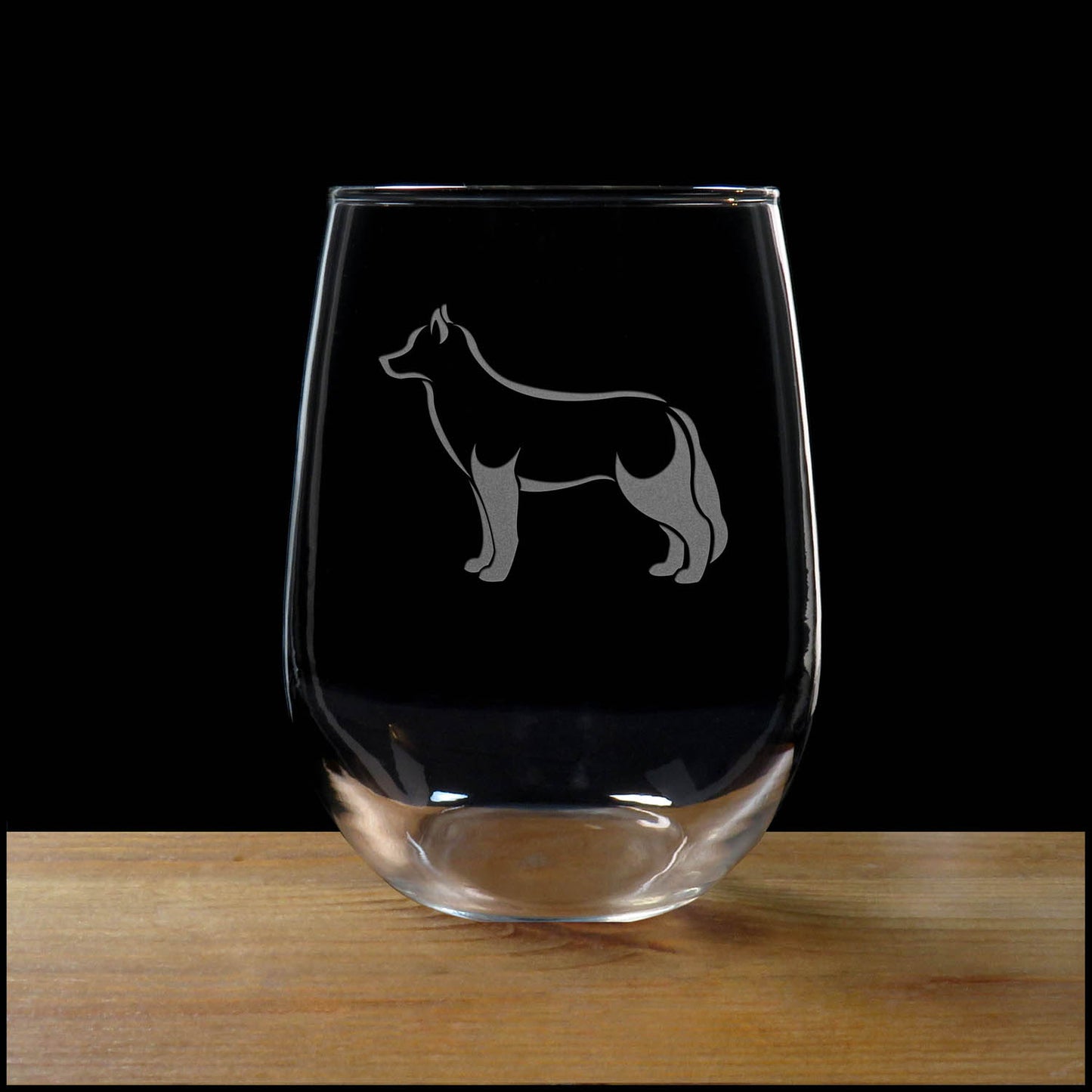 Husky Stemless Wine Glass 17oz – Sand Etched Dog Lover Gift, Siberian Husky Glassware
