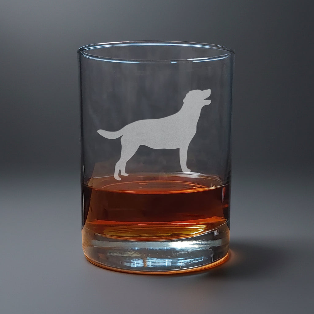 Labrador Retrieve 13oz Etched Whiskey Glass - Dog Lover Bourbon & Scotch Glass Gift