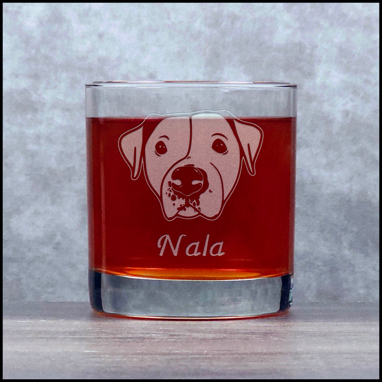 Pitbull Face Etched 11oz Whiskey Glass – Engraved Rocks Glass for Pitbull Dog Lovers, Bourbon & Scotch