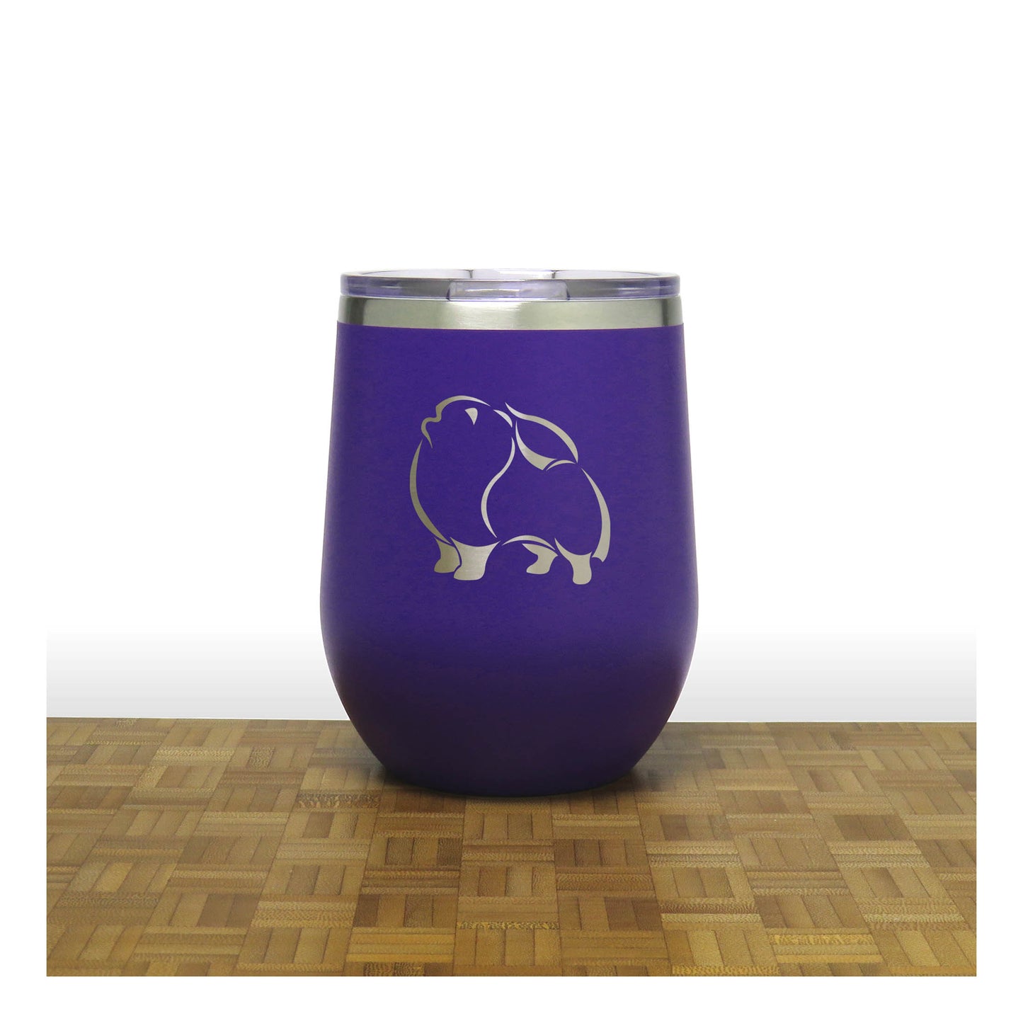 Pomeranian 12oz Insulated Stemless Wine Tumbler – Engraved Stainless Steel Travel Cup