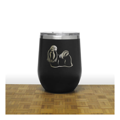 Shih Tzu 12oz Insulated Stemless Wine Tumbler – Engraved Stainless Steel Travel Cup