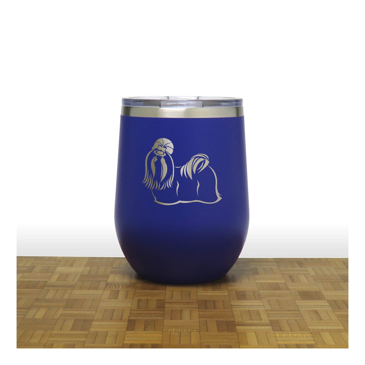 Shih Tzu 12oz Insulated Stemless Wine Tumbler – Engraved Stainless Steel Travel Cup