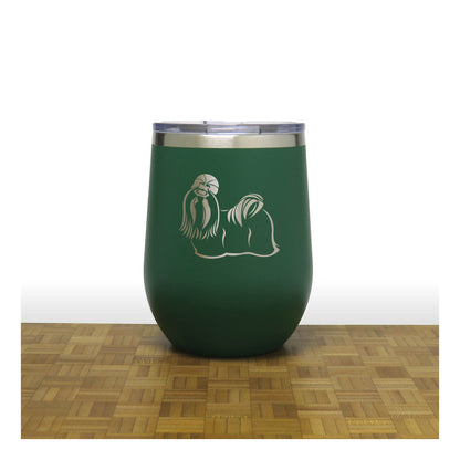 Shih Tzu 12oz Insulated Stemless Wine Tumbler – Engraved Stainless Steel Travel Cup