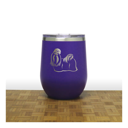 Shih Tzu 12oz Insulated Stemless Wine Tumbler – Engraved Stainless Steel Travel Cup