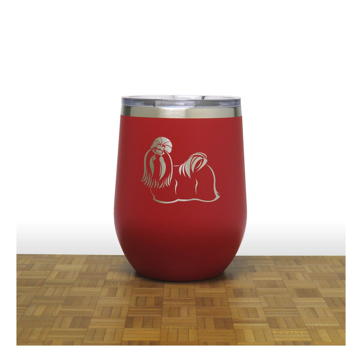 Shih Tzu 12oz Insulated Stemless Wine Tumbler – Engraved Stainless Steel Travel Cup