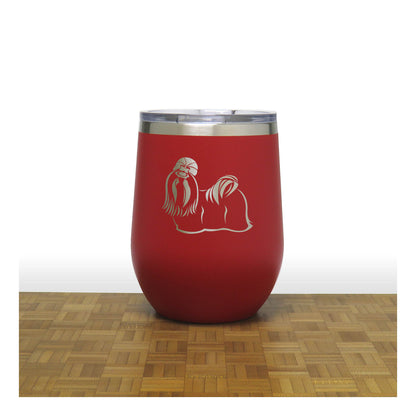 Shih Tzu 12oz Insulated Stemless Wine Tumbler – Engraved Stainless Steel Travel Cup