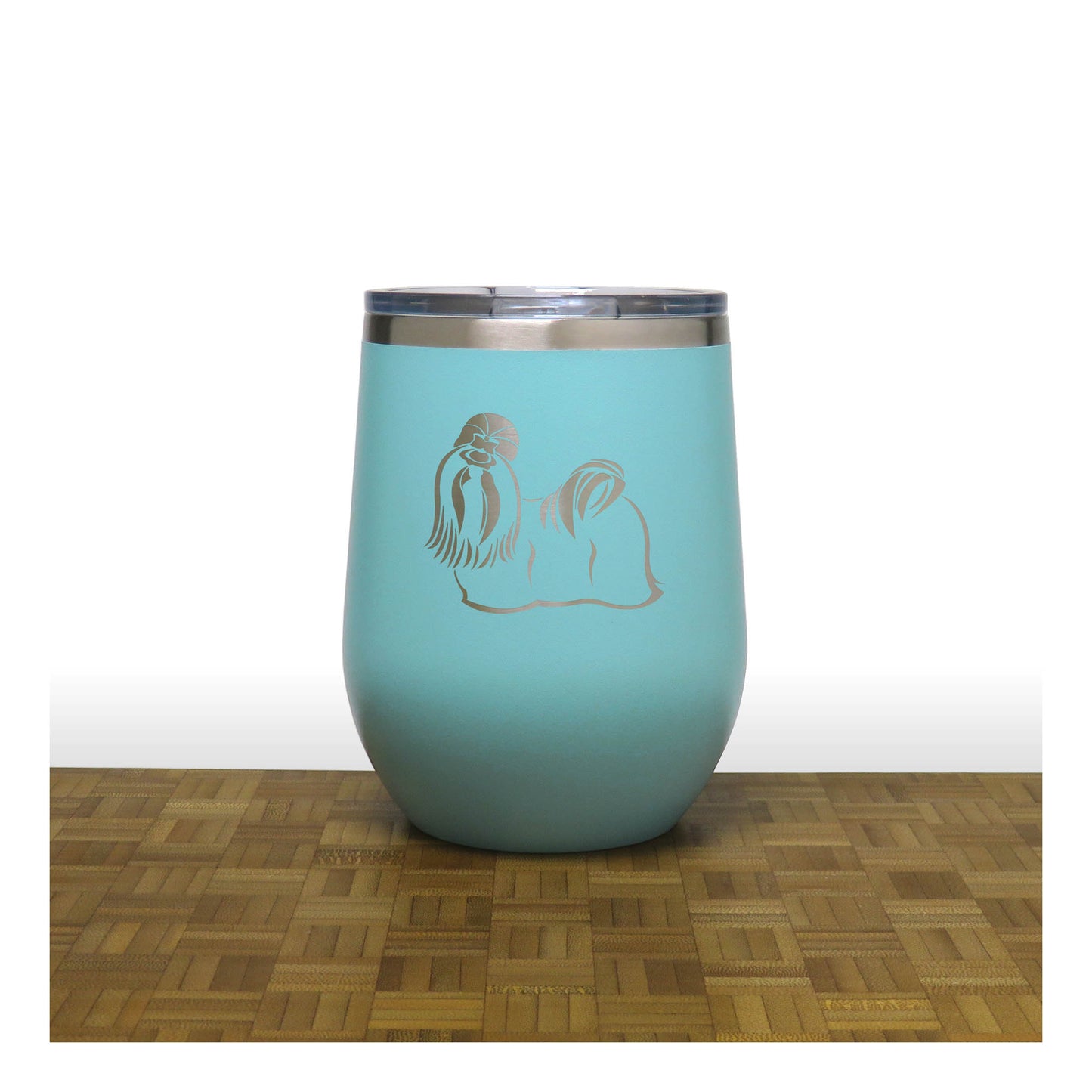 Shih Tzu 12oz Insulated Stemless Wine Tumbler – Engraved Stainless Steel Travel Cup