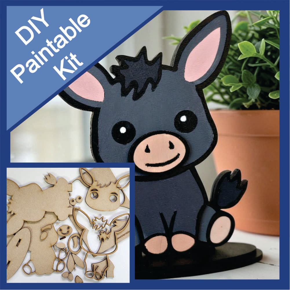 DIY Paintable Kit - Donkey – Unfinished - Animal Shelf Sitter Craft for Kids & Adults