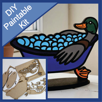 DIY Paintable Kit - Duck in a Tub - Unfinished - Shelf Sitter Paint Kit