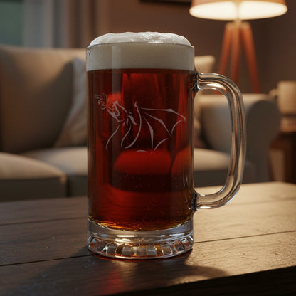 Dragon 5 Etched Glass 16oz Beer Mug