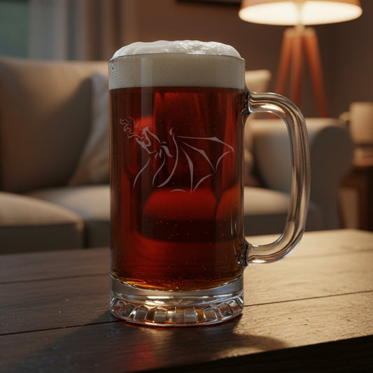 Dragon 5 Etched Glass 16oz Beer Mug