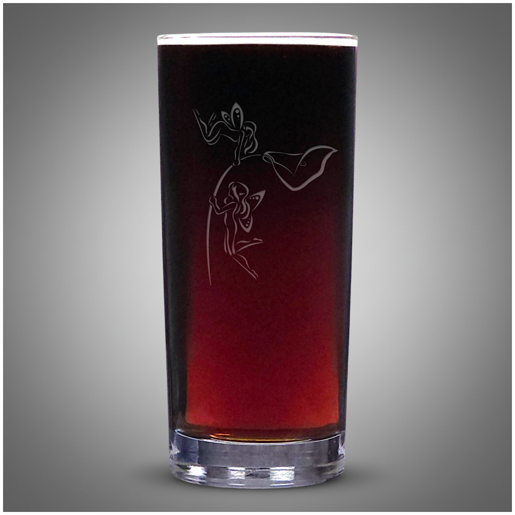 Engraved Fairies and Lily Glass – Fantasy Drink Tumbler - Magical Fairy Tale Cooler Glass - Unique Gift for Fantasy Lovers