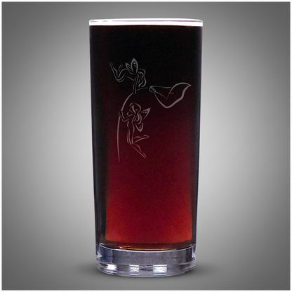 Engraved Fairies and Lily Glass – Fantasy Drink Tumbler - Magical Fairy Tale Cooler Glass - Unique Gift for Fantasy Lovers